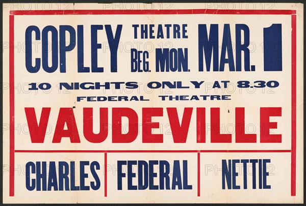 Vaudeville, Boston, [193-]. Creator: Unknown.