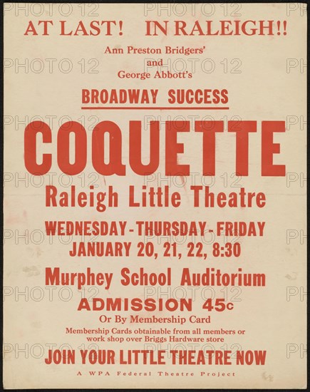 Coquette, Raleigh, NC, 1937. Creator: Unknown.