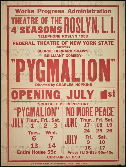 Pygmalion, Roslyn, NY, 1937. Creator: Unknown.