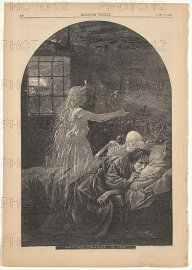 Why He Cannot Sleep, 1866. Creator: Thomas Nast.