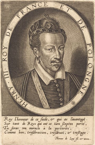 Henri III, King of France. Creator: Thomas de Leu.