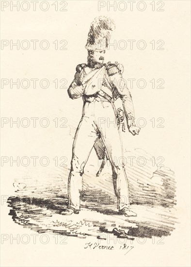 Grenadier, 1817. Creator: Emile Jean-Horace Vernet.