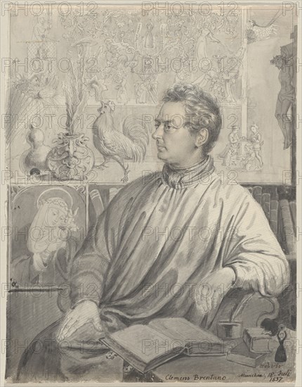 Clemens Brentano, 1837. Creator: Ludwig Emil Grimm.