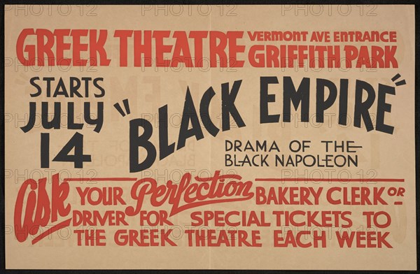 Black Empire, Los Angeles, [193-]. Creator: Unknown.