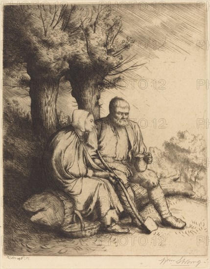 Man and Woman under a Tree. Creator: William Strang.