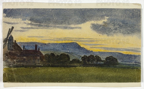 Hilly Landscape at Sunset, c. 1830. Creator: Unknown.