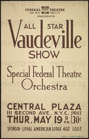 Vaudeville Show, New York, [1930s]. Creator: Unknown.
