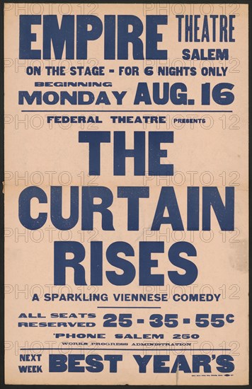 The Curtain Rises, Salem, MA, 1937. Creator: Unknown.