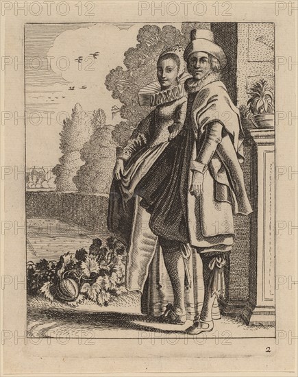 Two Figures in Costume. Creator: Jan van de Velde II.