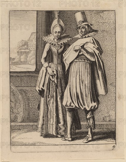 Two Figures in Costume. Creator: Jan van de Velde II.