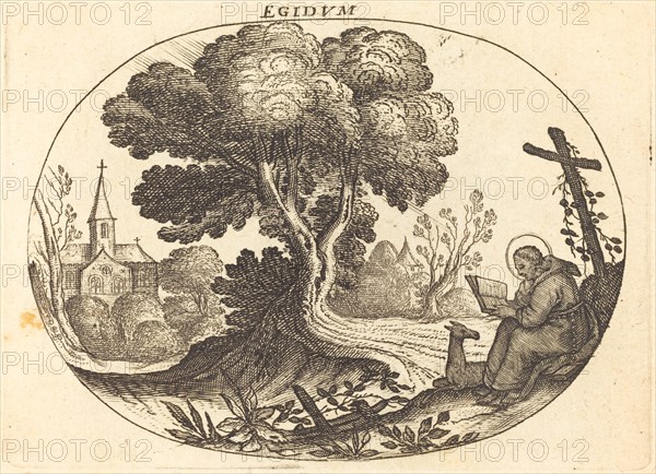 Saint Egidius and a Doe. Creator: Balthasar Moncornet.