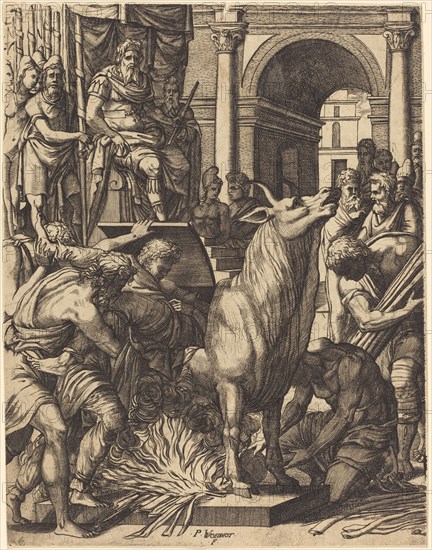 The Brazen Bull of Phalarus. Creator: Pierre Woeiriot.