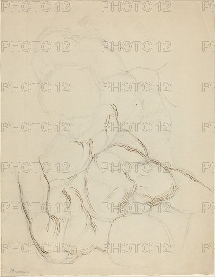 Two Male Nudes seen from Above. Creator: John Flaxman.