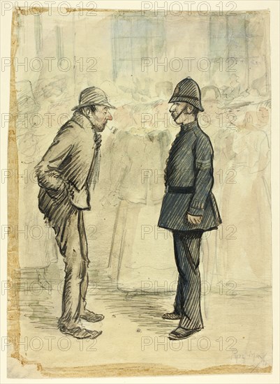 Policeman and Tramp, 1898. Creator: Philip William May.