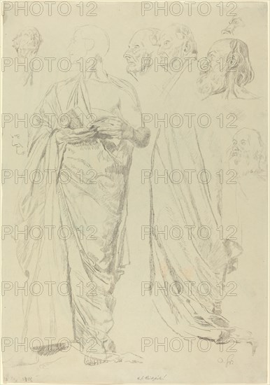 Studies of Men in Togas [recto]. Creator: Otto Greiner.