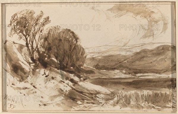 Hilly Landscape with Trees, 1855. Creator: William Hart.