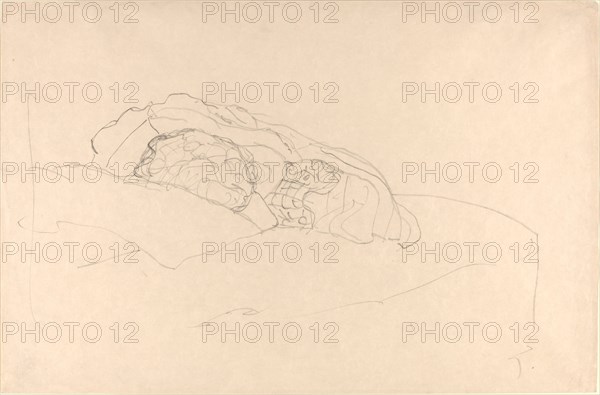Curled up Girl on Bed, 1916/1917. Creator: Gustav Klimt.
