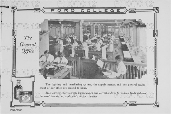 Poro College; The general office, 1922. Creator: Unknown.