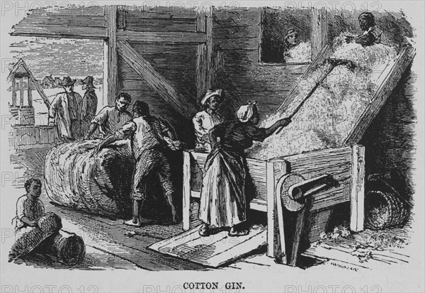 Cotton gin, 1882. Creators: Unknown, Vizetelly & Company.