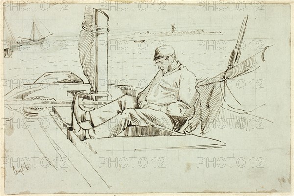 Man Seated in a Sailboat, n.d. Creator: Henry Stacy Marks.