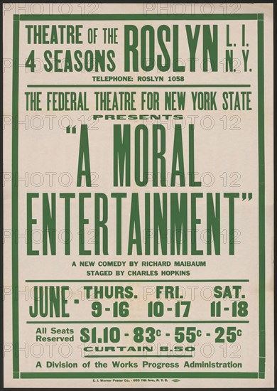 A Moral Entertainment, Roslyn, NY, 1938. Creator: Unknown.