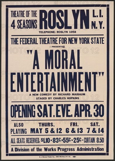 A Moral Entertainment, Roslyn, NY, 1938. Creator: Unknown.