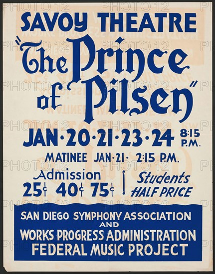 The Prince of Pilsen, San Diego, [193-]. Creator: Unknown.