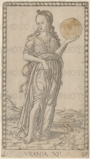Urania, c. 1465. Creator: Master of the E-Series Tarocchi.