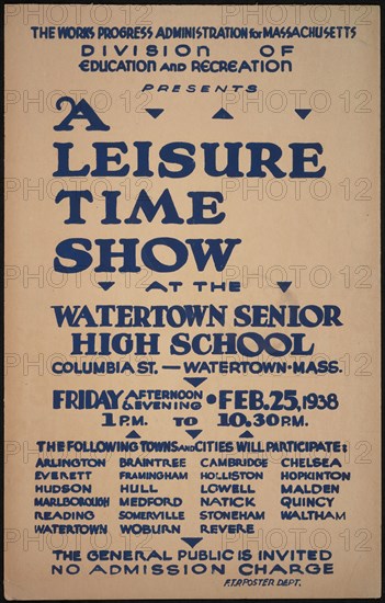 A Leisure Time Show, Watertown, MA, 1938. Creator: Unknown.