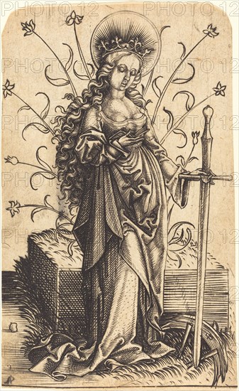 Saint Catherine, c. 1500. Creator: Master P. W. of Cologne.