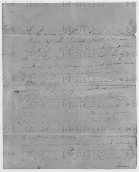 Will and testament of Daniel Juzan, 1825. Creator: Unknown.