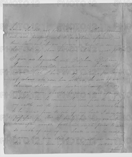 Will and testament of Daniel Juzan, 1825. Creator: Unknown.