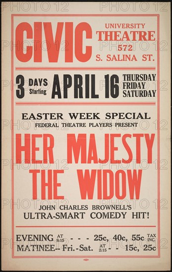 Her Majesty the Widow, Syracuse, NY, 1936. Creator: Unknown.