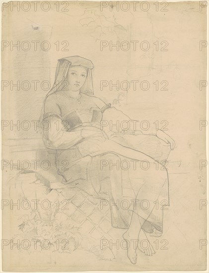Reclining Woman, c. 1850s. Creator: Emanuel Gottlieb Leutze.