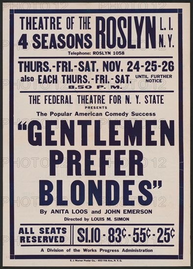 Gentlemen Prefer Blondes, Roslyn, NY, 1938. Creator: Unknown.