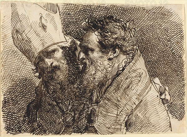 Heads of Two Bishops, 1770s-1780s. Creator: Gaetano Gandolfi.