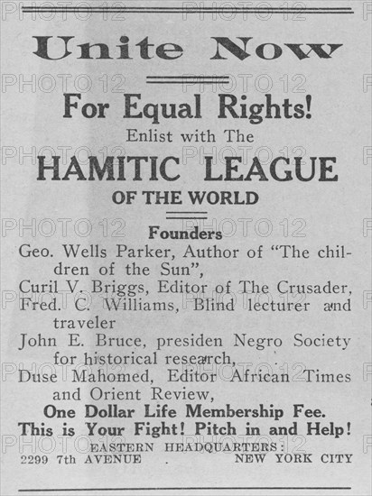 The Hamitic League of the World, 1918-1922. Creator: Unknown.