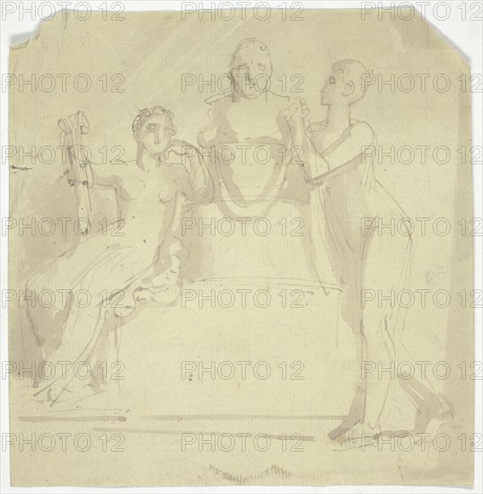 Two Female Figures with a Bust, n.d. Creator: Thomas Stothard.