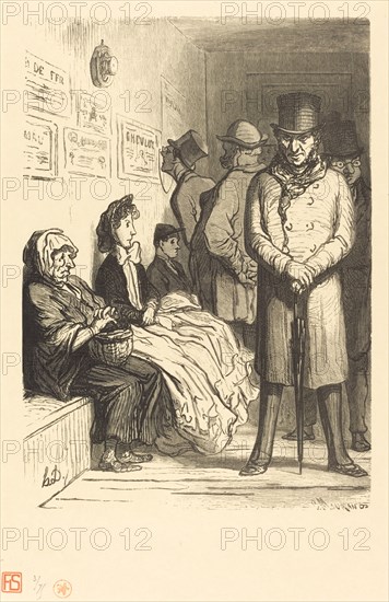 Un Bureau d'attente d'omnibus, 1862. Creator: Charles Maurand.