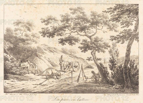 La piece en batterie, 1817. Creator: Emile Jean-Horace Vernet.