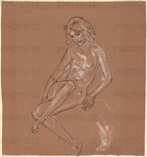 Seated Nude and a Foot, probably 1920. Creator: Arthur Davies.