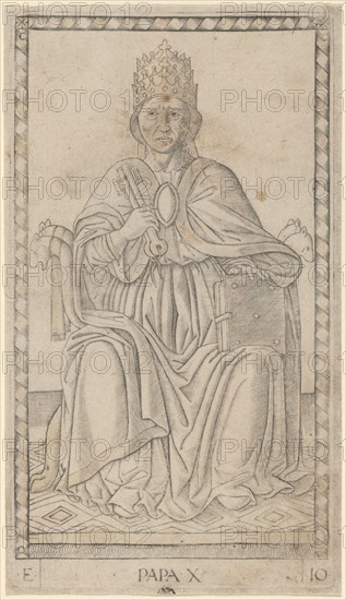 Papa (Pope), c. 1465. Creator: Master of the E-Series Tarocchi.
