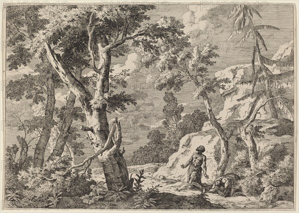 Two Men Penitent in the Wilderness, 1730. Creator: Marco Ricci.