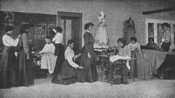 Learning dressmaking, 1904. Creator: Frances Benjamin Johnston.