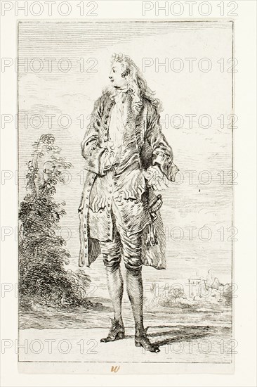 Gentleman, Hand in Vest, c. 1710. Creator: Jean-Antoine Watteau.