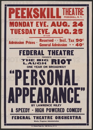 Personal Appearance 2, Peekskill, NY, [1930s]. Creator: Unknown.