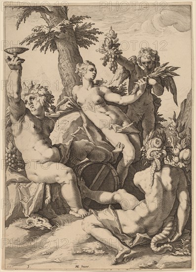 Venus, Bacchus, and Ceres, probably 1588. Creator: Jacob Matham.