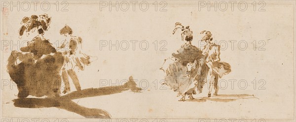 Two Elegant Couples [verso], c. 1780. Creator: Francesco Guardi.