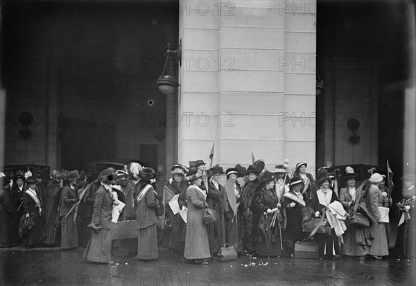 Woman Suffrage - at Union Station, 1917. Creator: Harris & Ewing.