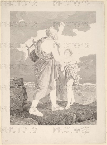 Blind Homer, 1816. Creator: Jean-Baptiste-Raphael-Urbain Massard.